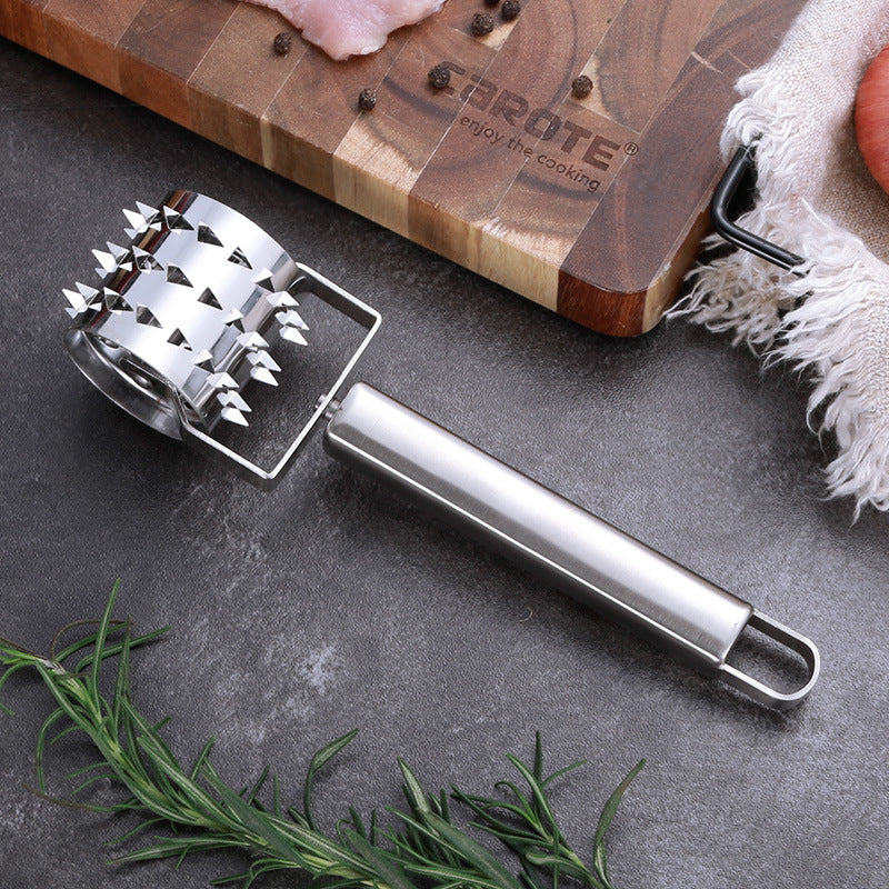 Meat Hammer Kitchen Tool Gadget Stainless Steel Rolling Tender Baking Puncture