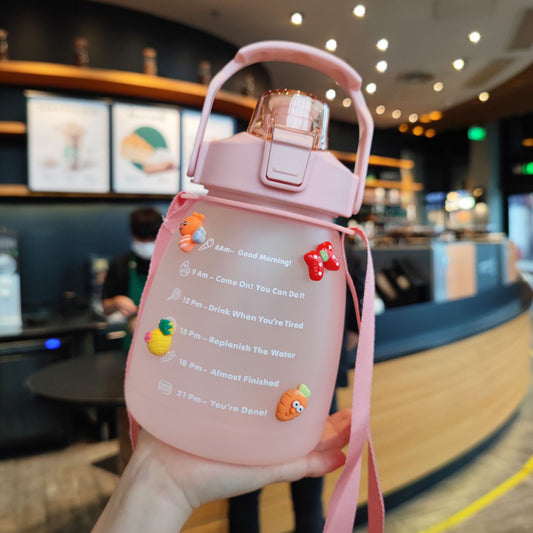 Gradient Big Belly Cup Cute Fat Pot Fitness Outdoor Sports Bottle Straw Student