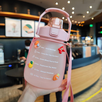 Gradient Big Belly Cup Cute Fat Pot Fitness Outdoor Sports Bottle Straw Student