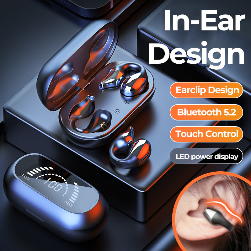 Ear Clip Bone Conduction Headphone Bluetooth-compatible 5.2 HIFI Wireless
