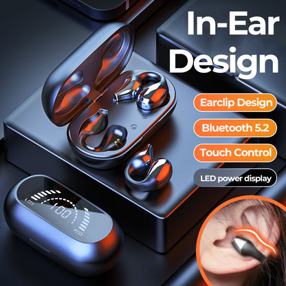 Ear Clip Bone Conduction Headphone Bluetooth-compatible 5.2 HIFI Wireless