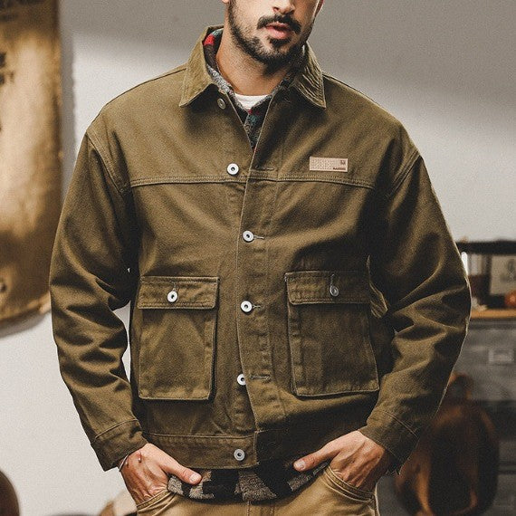 American Retro Siro Textile Workwear Jacket Men's Winter Antique Style Urban