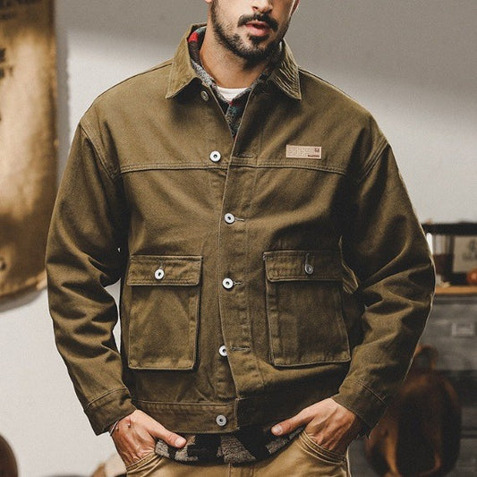 American Retro Siro Textile Workwear Jacket Men's Winter Antique Style Urban