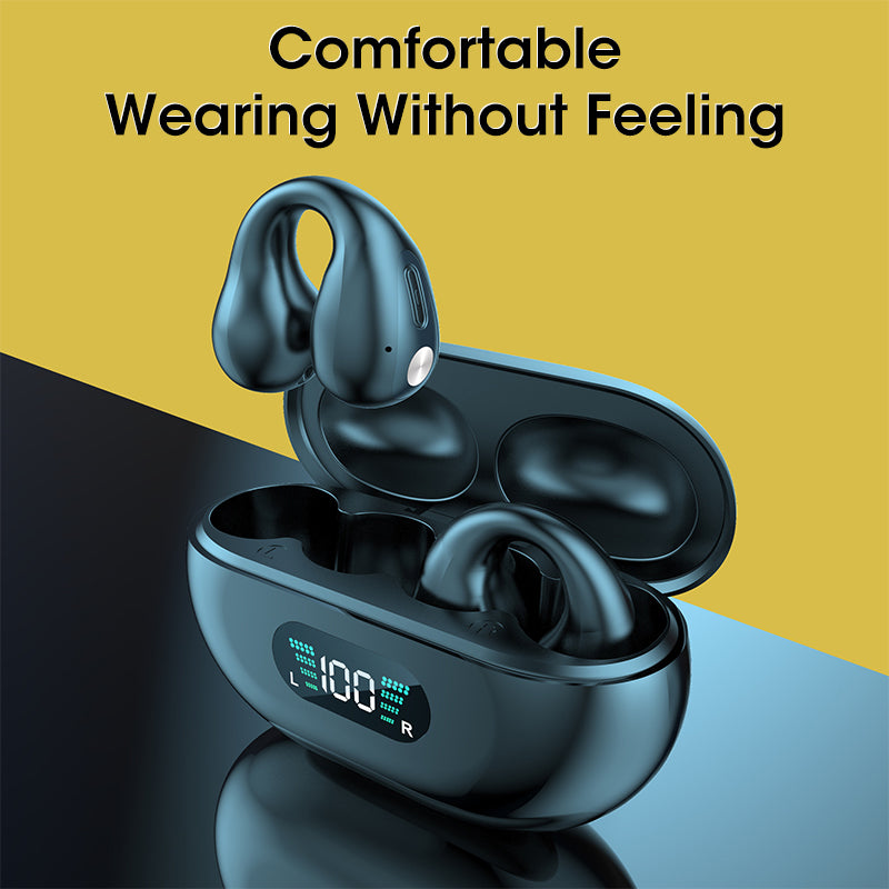 Bone Conduction Headphones TWS Earbuds Ear Clip Bluetooth 5.3 Touch Wireless