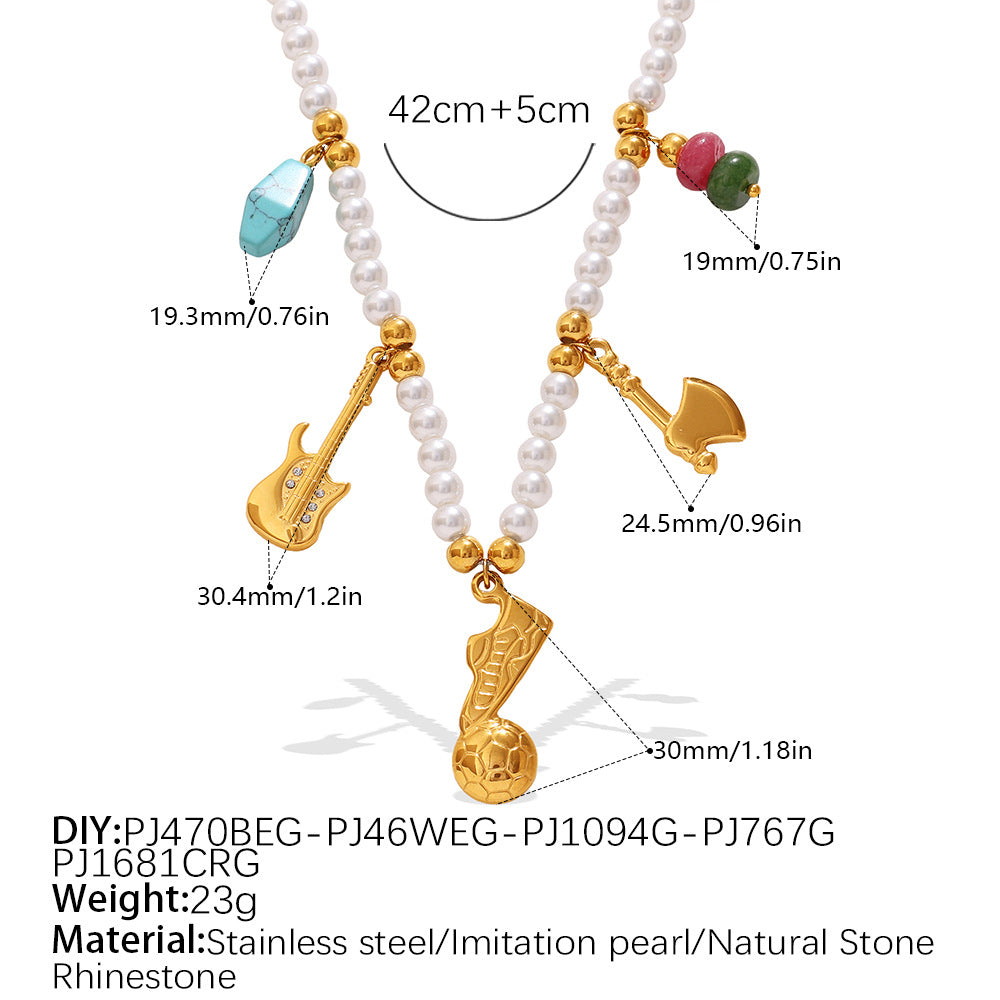 Luxury-lite Versatile DIY Pendant Bracelet Necklace With White Beads. Made Of St