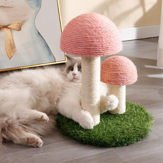 Cat Scratching Post Mushroom Scratcher Featuring With Natural Sisal Caps