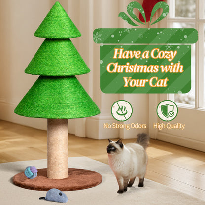 31.5in Christmas Tree Cat Scratcher, Scratching Post For Indoor Cats, Large