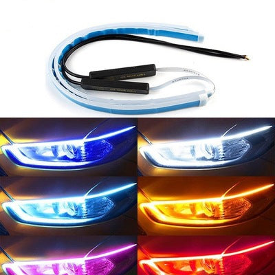 Led DRL Car Daytime Running Lights Flexible Waterproof Auto Turn Signal Yellow