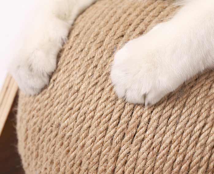 Cat Scratcher Sisal Rope Ball Scratching Post Wood Stand Anti-Scratch Toy For