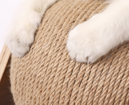 Cat Scratcher Sisal Rope Ball Scratching Post Wood Stand Anti-Scratch Toy For