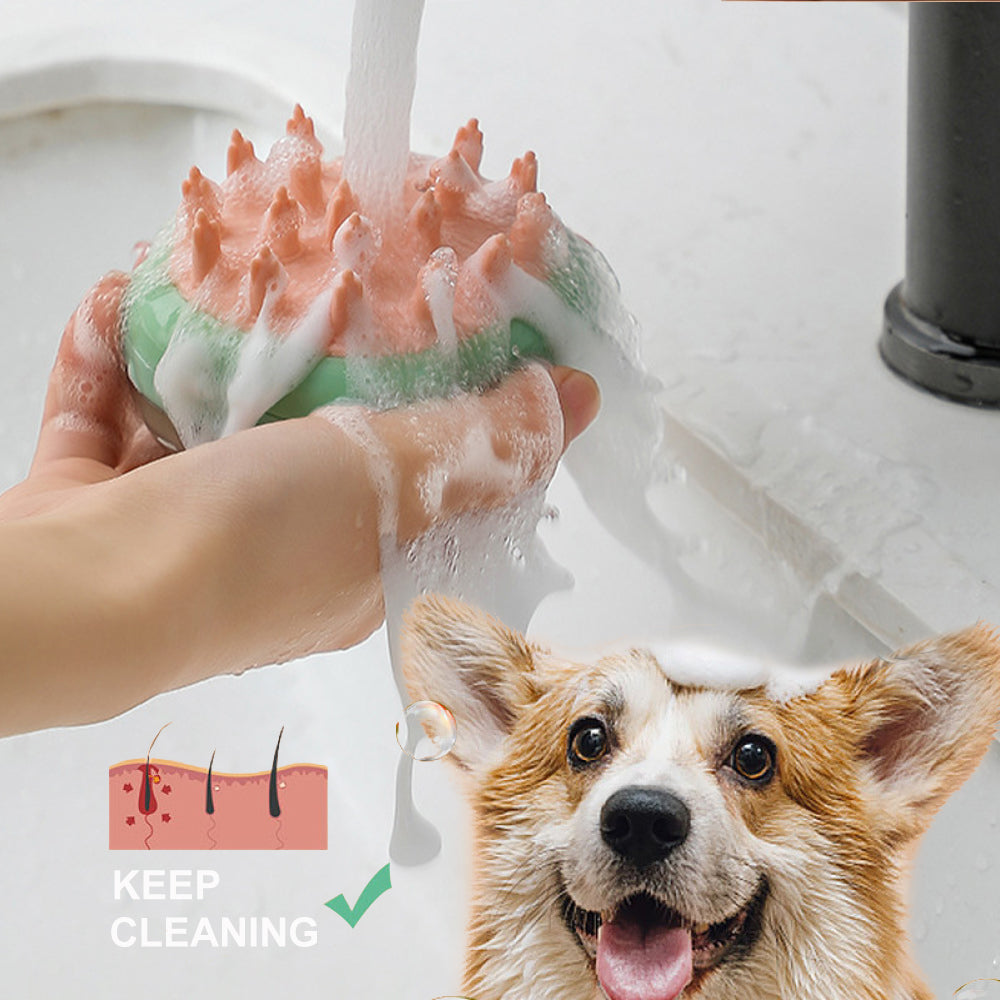 2 In 1 Pet Cat Dog Cleaning Bathing Massage Shampoo Soap Dispensing Grooming