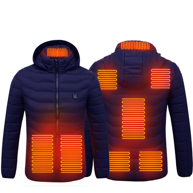 Men Heated Puffer Jacket Electric Heating Coat Insulated Hood Windbreaker 9Heat