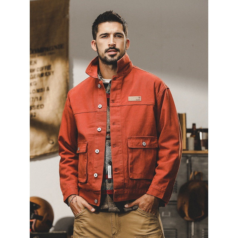 American Retro Siro Textile Workwear Jacket Men's Winter Antique Style Urban