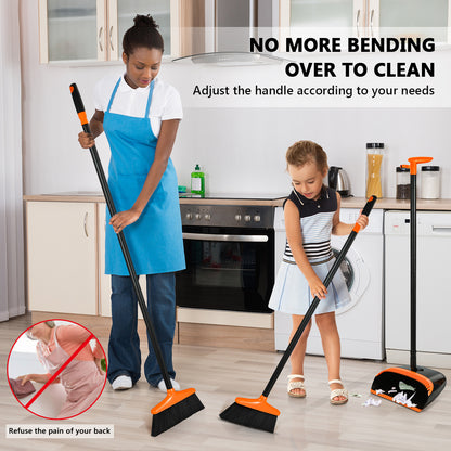 Stable Space-saving Broom And Dustpan For Office Classroom Home Kitchen