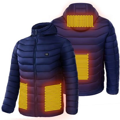 Men Heated Puffer Jacket Electric Heating Coat Insulated Hood Windbreaker 9Heat