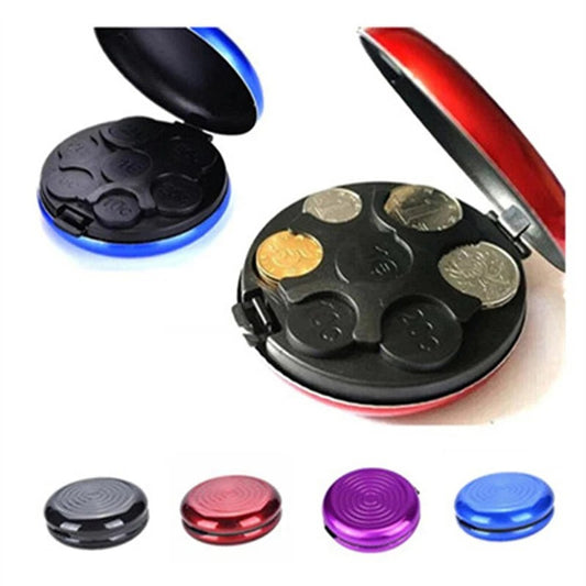 Portable Euro Coin Storage Box - Compact Money Organizer with Built-in Mirror