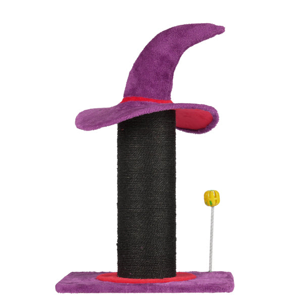 Wizard Hat Cat Scratching Post With Spring Ball Toy For Indoor Cats, Halloween