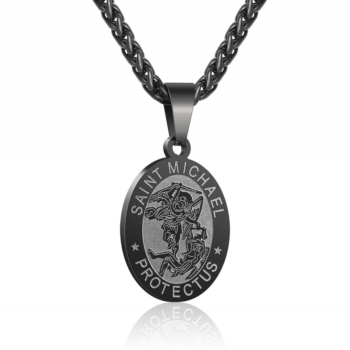 Double-Sided Portrait Medal Cross Stainless Steel Pendant Necklace For Men And W