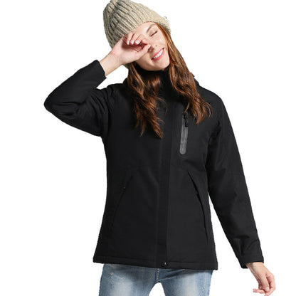 Men Women Winter Thick USB Heating Cotton Jacket Outdoor Waterproof Windbreaker
