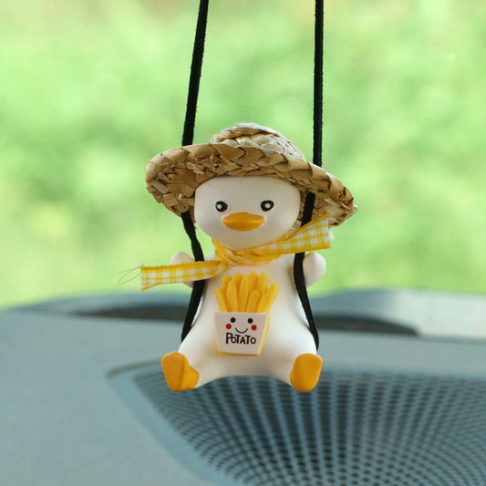 Car Pendant Cute Anime Little Duck Swing Auto Rearview Mirror Hanging Ornaments