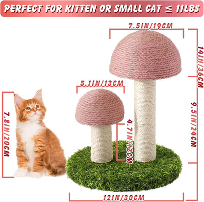 Cat Scratching Post Mushroom Scratcher Featuring With Natural Sisal Caps