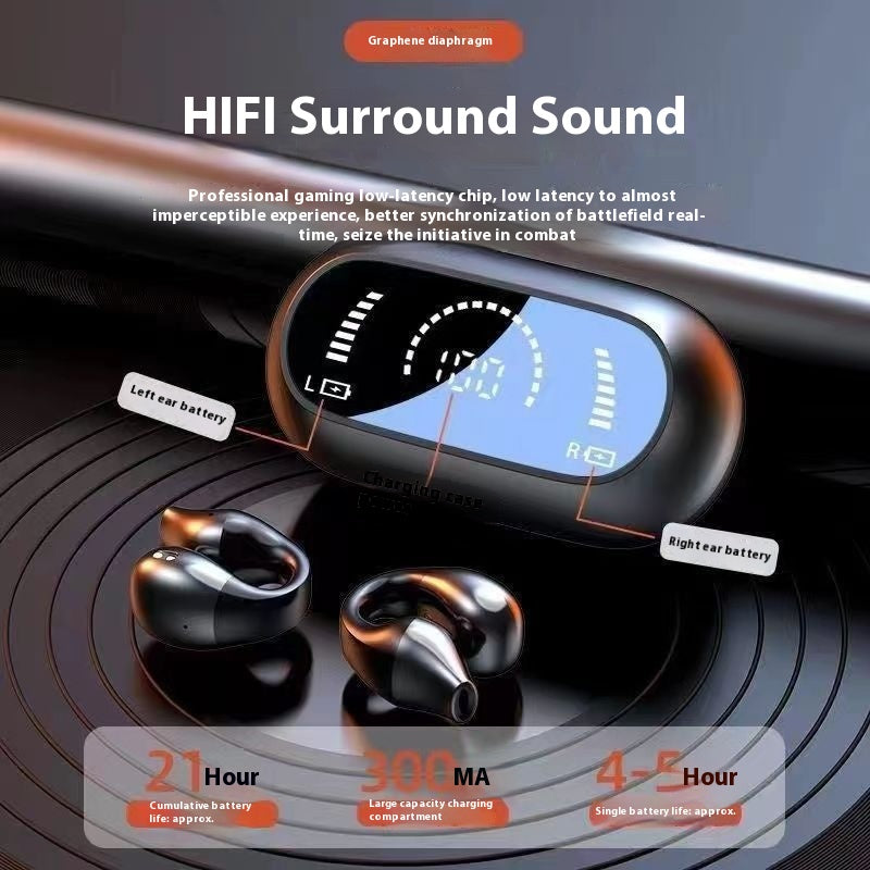 Ear Clip Bone Conduction Headphone Bluetooth-compatible 5.2 HIFI Wireless