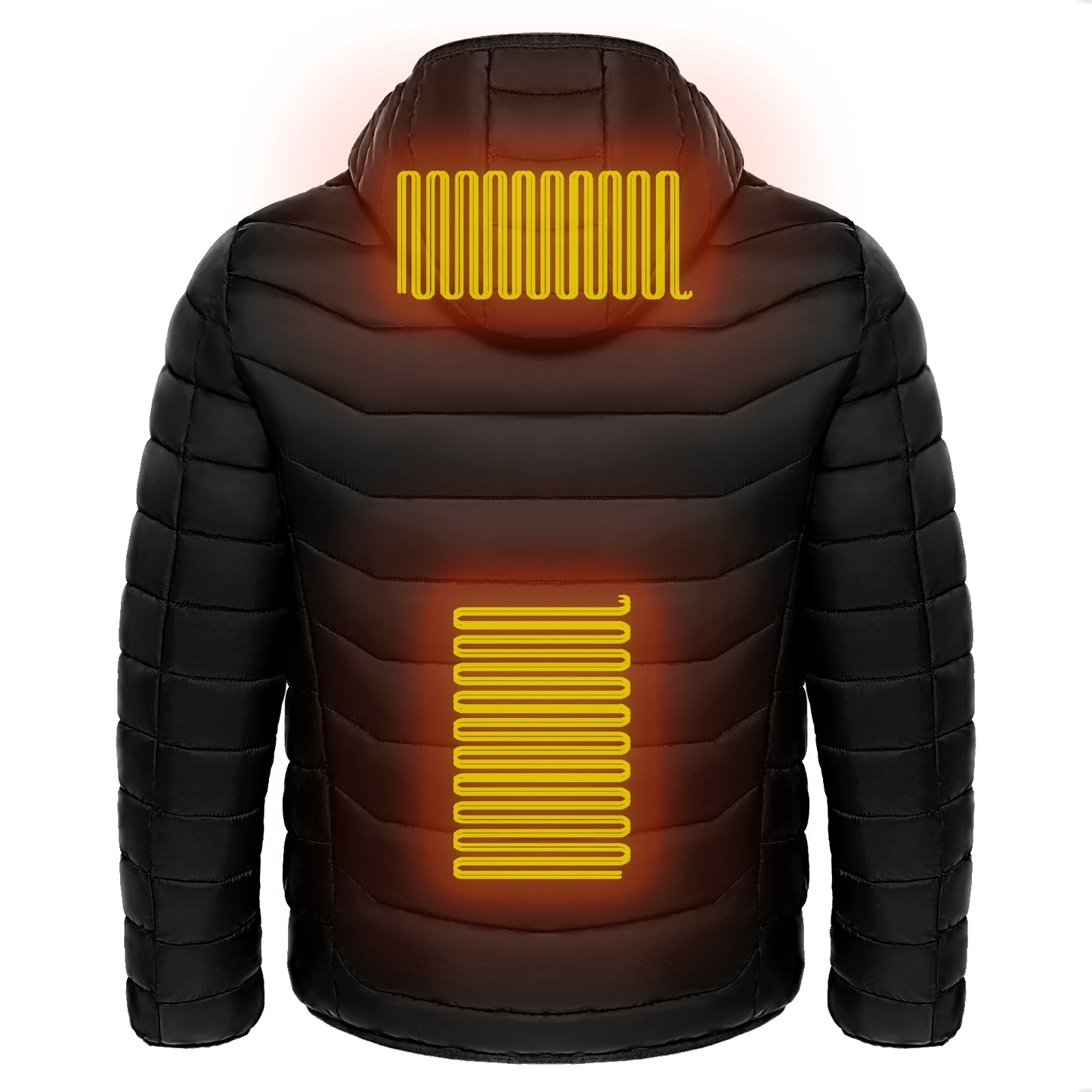Men Heated Puffer Jacket Electric Heating Coat Insulated Hood Windbreaker 9Heat