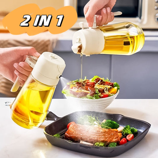 470ML Olive Oil Sprayer Dispenser For Cooking BBQ 2 In 1 Glass Vinegar Soy