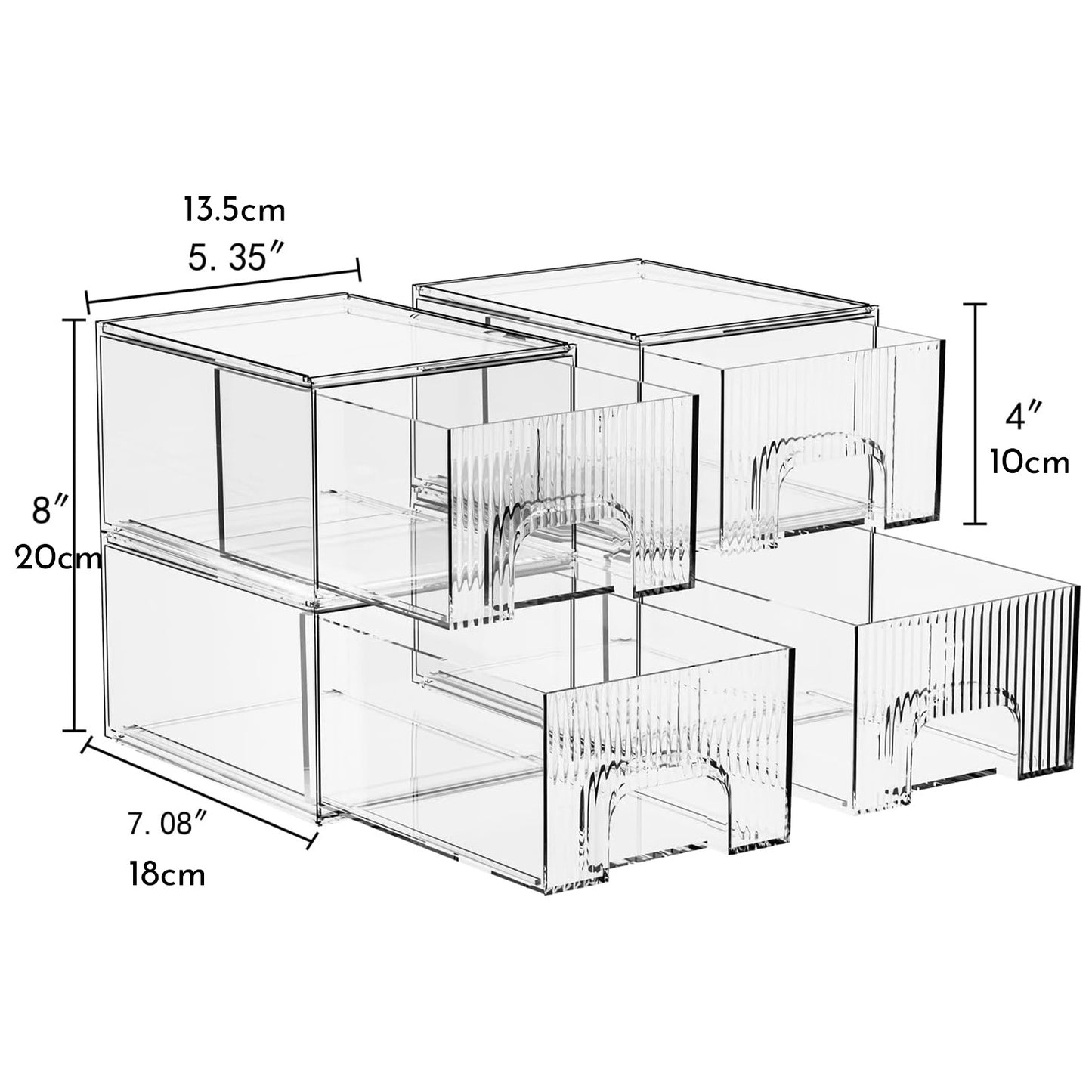 1, 2, 3, 4 Pack Clear Stackable Acrylic Drawers Cosmetic & Home Storage