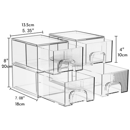 1, 2, 3, 4 Pack Clear Stackable Acrylic Drawers Cosmetic & Home Storage