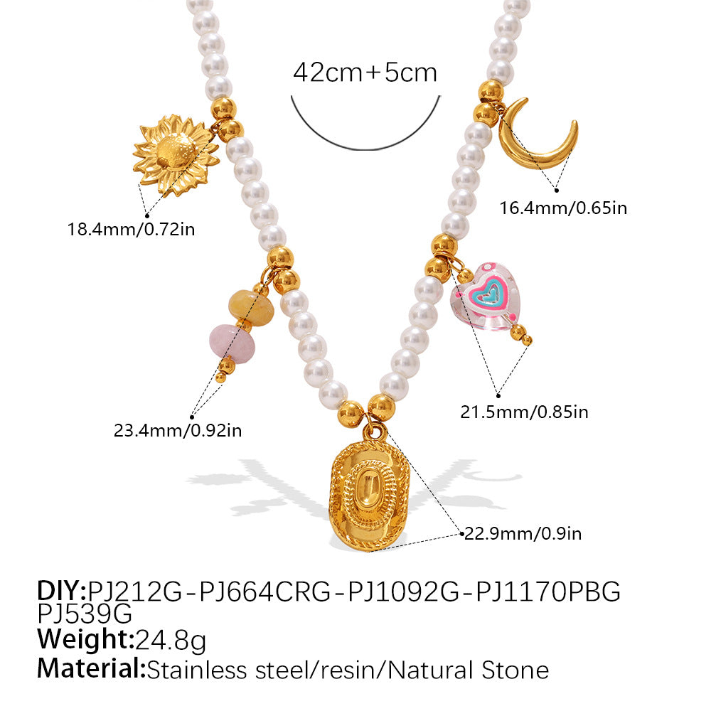 Luxury-lite Versatile DIY Pendant Bracelet Necklace With White Beads. Made Of St