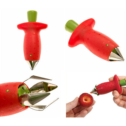 Strawberry Stem Remover Metal Plastic Fruit Leaf Tomato Stalks Knife Gadget