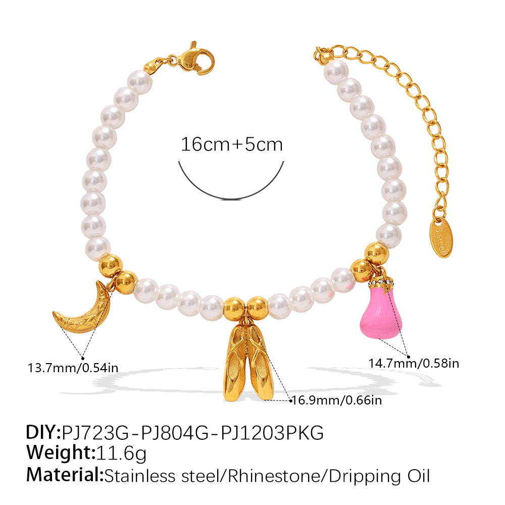 Luxury-lite Versatile DIY Pendant Bracelet Necklace With White Beads. Made Of St