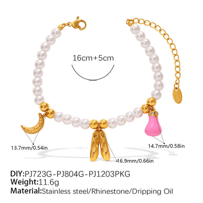 Luxury-lite Versatile DIY Pendant Bracelet Necklace With White Beads. Made Of St