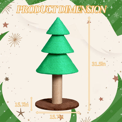 31.5in Christmas Tree Cat Scratcher, Scratching Post For Indoor Cats, Large