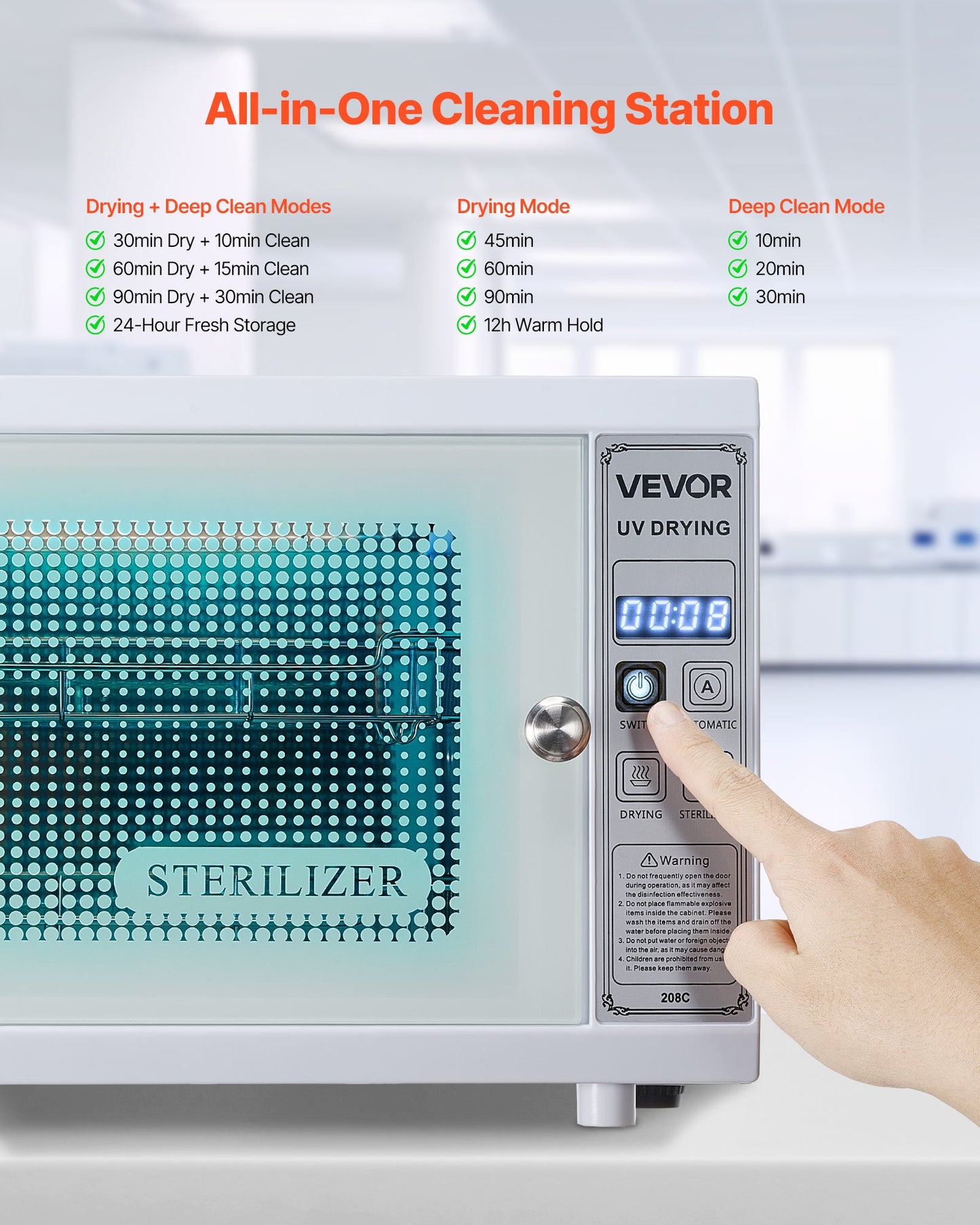 Nail Tool Cleaning Machine, 12L Large Capacity, Multi-Functional Cabinet
