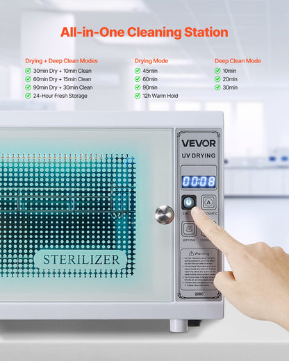 Nail Tool Cleaning Machine, 12L Large Capacity, Multi-Functional Cabinet