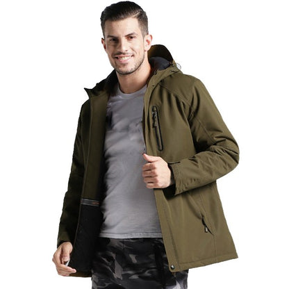 Men Women Winter Thick USB Heating Cotton Jacket Outdoor Waterproof Windbreaker
