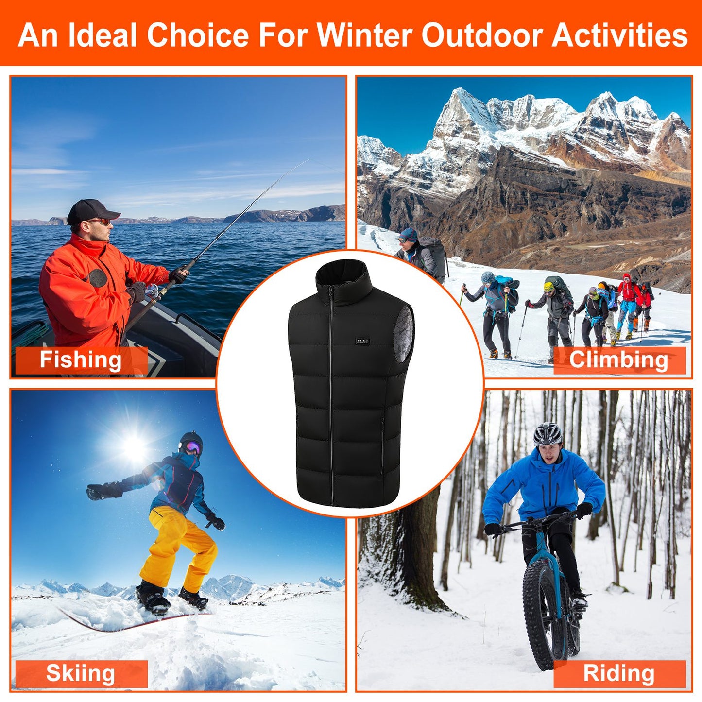 1Pc Heated Vest Men Women Jacket With 23 Heating Zones 3 Heat Levels USB