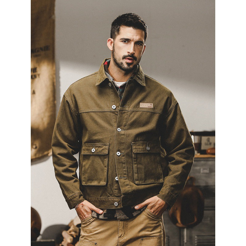 American Retro Siro Textile Workwear Jacket Men's Winter Antique Style Urban