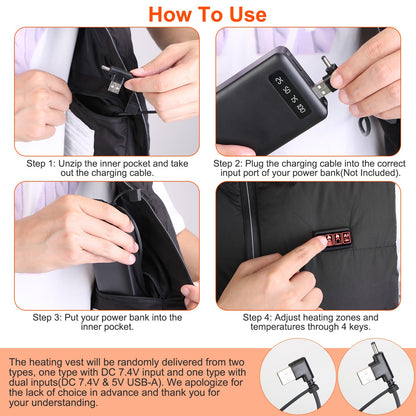 1Pc Heated Vest Men Women Jacket With 23 Heating Zones 3 Heat Levels USB