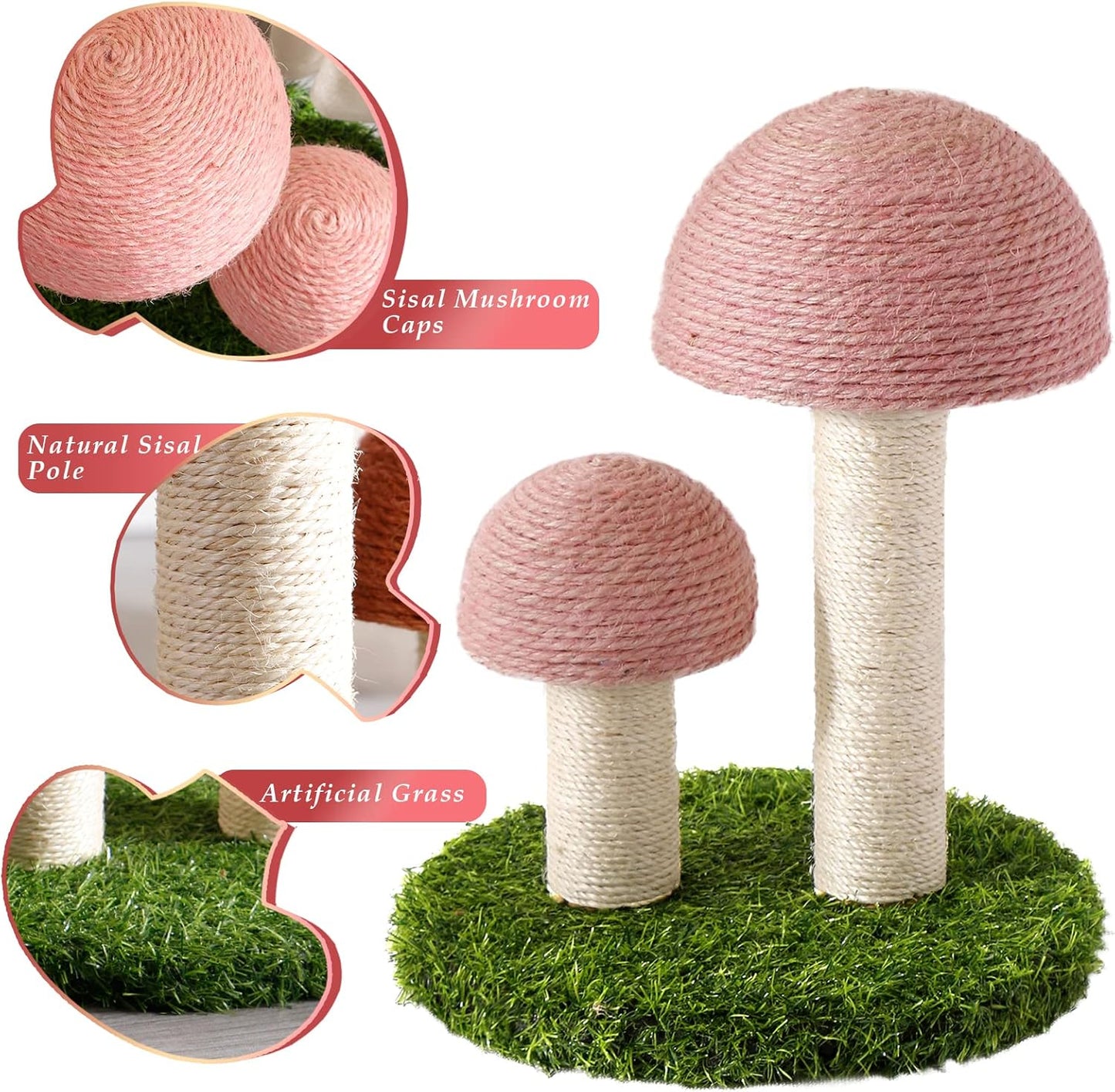 Cat Scratching Post Mushroom Scratcher Featuring With Natural Sisal Caps