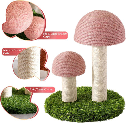 Cat Scratching Post Mushroom Scratcher Featuring With Natural Sisal Caps