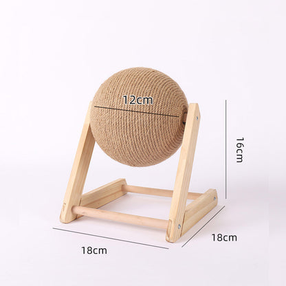 Cat Scratcher Sisal Rope Ball Scratching Post Wood Stand Anti-Scratch Toy For