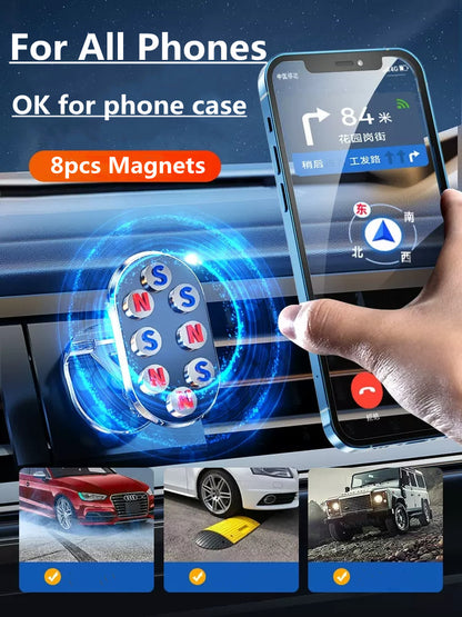 Rotate Metal Magnetic Car Phone Holder Foldable Universal Mobile Stand Air Vent