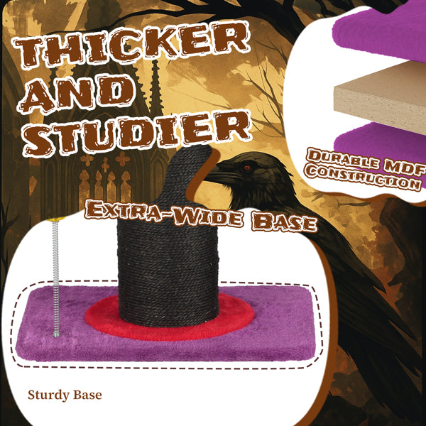 Wizard Hat Cat Scratching Post With Spring Ball Toy For Indoor Cats, Halloween