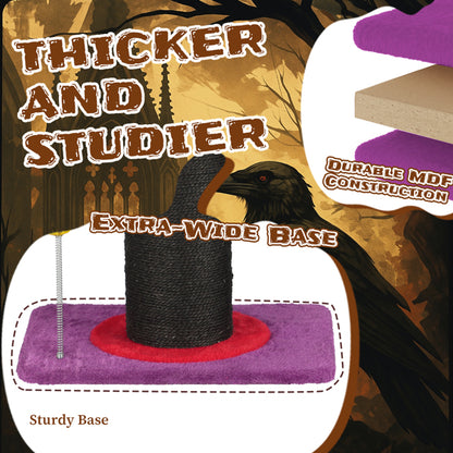 Wizard Hat Cat Scratching Post With Spring Ball Toy For Indoor Cats, Halloween