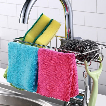Adjustable Sink Drain Rack Sponge Storage Faucet Holder Soap Drainer Shelf
