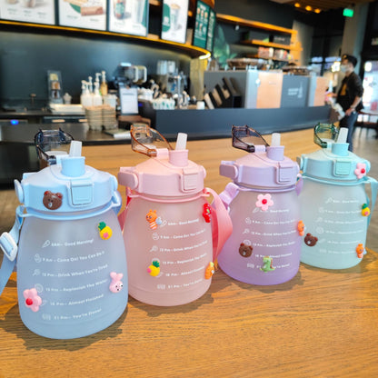 Gradient Big Belly Cup Cute Fat Pot Fitness Outdoor Sports Bottle Straw Student