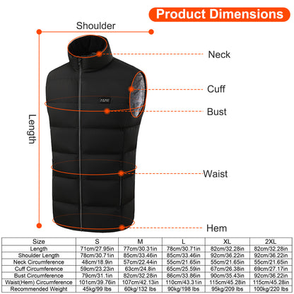 1Pc Heated Vest Men Women Jacket With 23 Heating Zones 3 Heat Levels USB